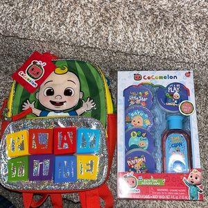 Cocomelon backpack and bath time memory game